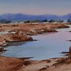 Humedales a la puesta de sol, 14 x 33 cm